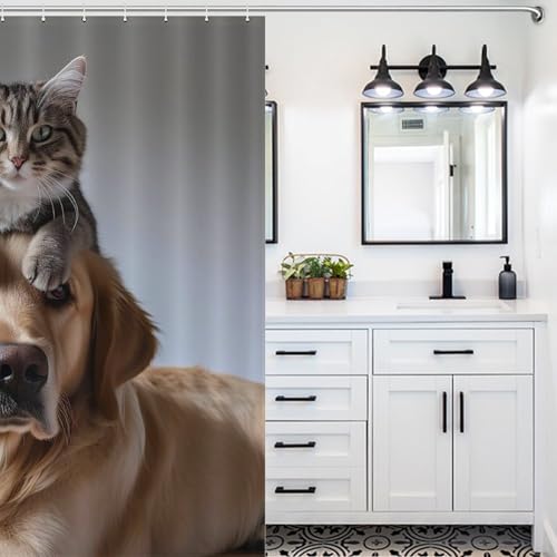 Rideau de douche chien mignon en polyester lavable 183x183cm