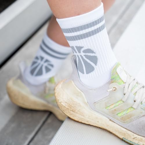 Image of ChalkTalkSPORTS Basketball Socks - Cushioned Mid-Calf Crew - Youth & Adult | Moisture-Wicking Performance Blend, Athletic Basketball Gear, Stay-Up Technology, Arch Support, Breathable, Boys and Men