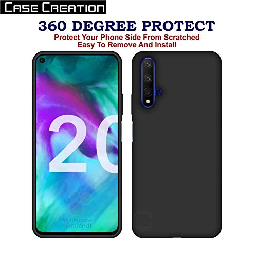Image of Case Creation for Honor 20 2019 Back case, Huawei Honor 20 Slim Flexible Smart Look case with 360 Camera All Angle Protection (Pure Black)