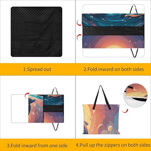 Couverture de plage à fermeture éclair imperméable et tapis pliable pour camping