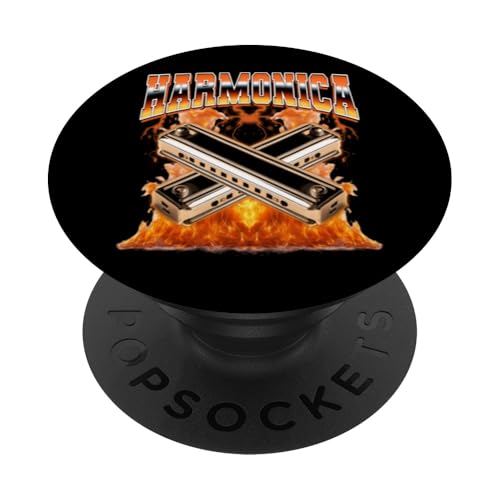 Harmonica Player Harmonicist Style années 90 Bootleg PopSockets PopGrip Adhésif