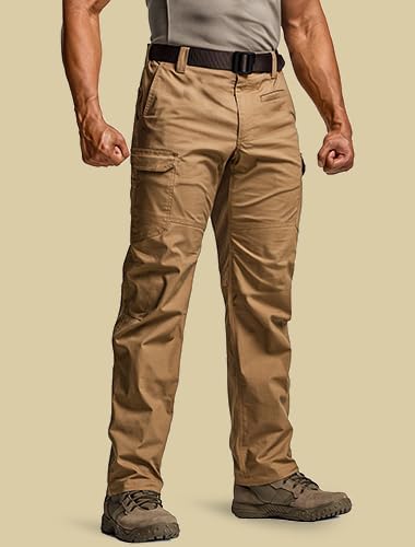 CQR Men's Utility Flex Cargo Pants, Classic-Fit Casual Stretch Work Pants, Water Resistant Lightweight Tactical Hiking Pants - Image 3