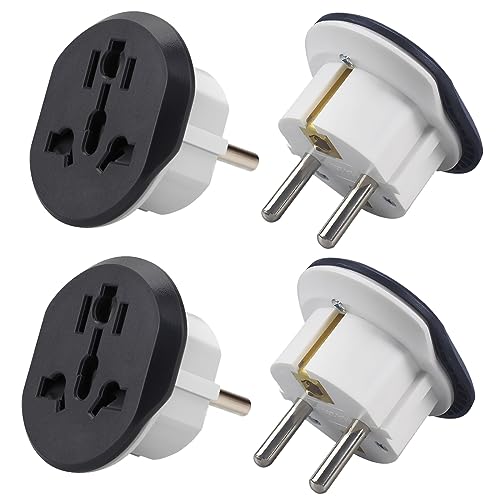 ECVV [4-Piece]Plug Converter UAE USA EU UK AU CN to KSA/EU/Germany Socket Travel Adapter Universal Socket Travel Adaptor for Business Trip Holiday Hotel Airport for Cell Phone Laptop