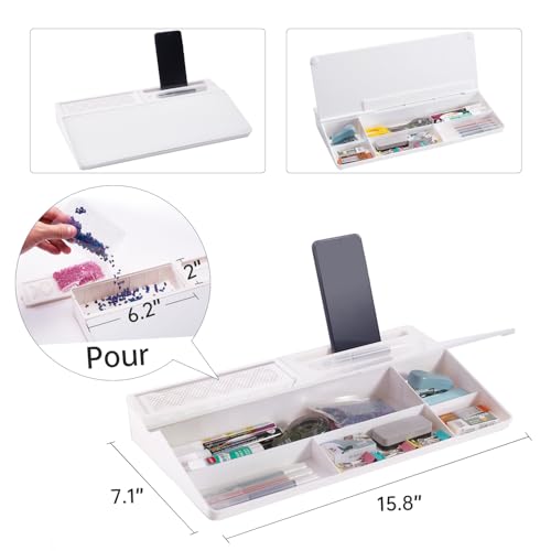 Image of Small Glass Desktop Whiteboard Dry-Erase-Board - Computer Keyboard Stand White Board Surface Pad with Aromatherapy, Desk Organizers with Accessories for Office, Home, School Supplies