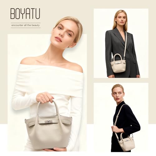Bolso tipo bucket de cuero genuino para mujer miniatura 2