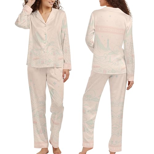 Image of Pajamas Set For Women - Cozy Loungewear Long Sleeve Top and Pants Sleepwear
