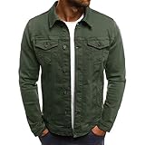 LONGBIDA Men's Casual Classic Denim Jacket Slim Fit Fashion Jean Coat(Green,X-Large)
