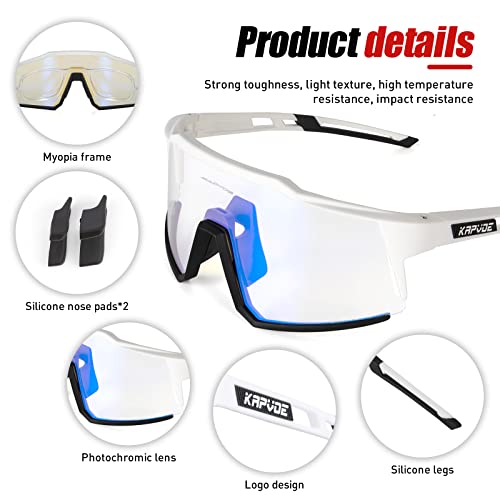 Kapvoe Photochromic Cycling Glasses With Tr90 Sports Sunglasses Women Men Running Clear Mtb Bike Bicycle Accessories 09 Blue #TOP5