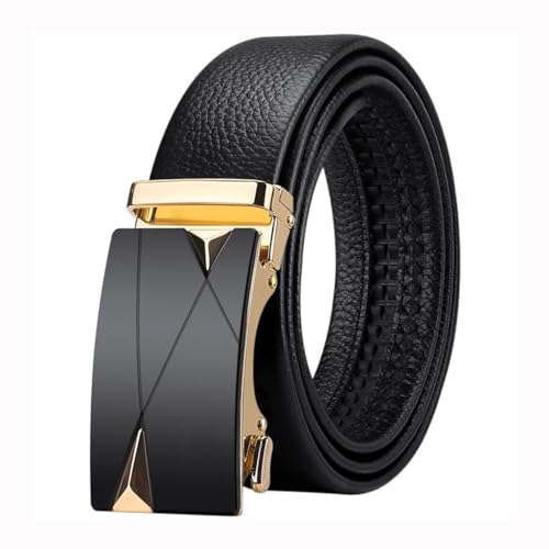 Men's Automatic Buckle Cowhide Belt Men's Business Men's Belt(130cm)