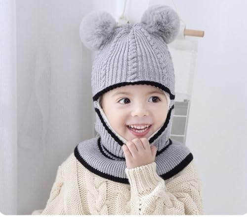 Toddler Kids Winter Hat Scarf Set Soft Warmer Hood for Winter,Unisex Infant Toddler Baby Kids Cap3