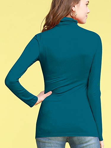 Image of Lock and Love Women's Turtleneck Top Lightweight Long Sleeve Slim Fit Pullover, Soft Rayon Stretch Layering Basic, S-3XL