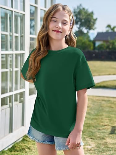 Image of Haloumoning Girls Short Sleeve T-Shirts | Kids, Summer,Girls shirts,Oversized t shirts,Girls T-Shirts,Oversized Tops, Casual Crewneck, Basic Tees 5-14Y