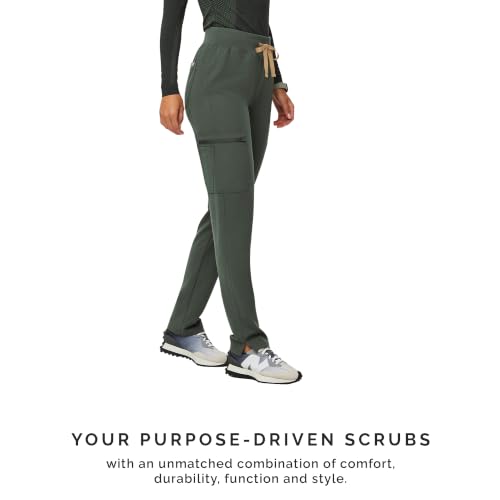 Image of FIGS YOLA High Waisted Skinny Scrub Pants for Women - 11 Pockets, 4-Way Stretch, Yoga Waistband
