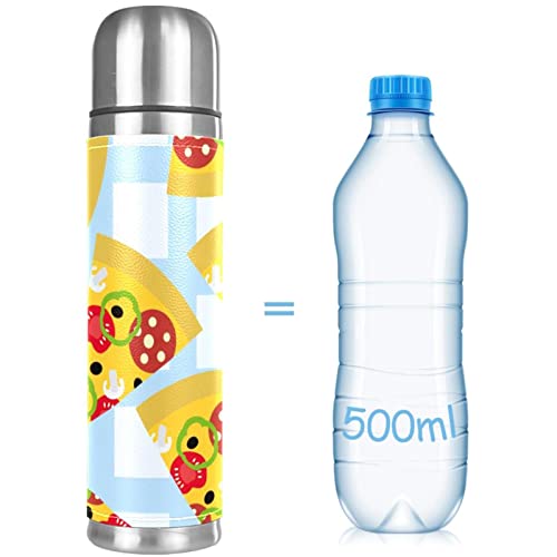 Insulated Water Bottle Stainless Steel Water Bottles Metal Water Bottle, Food Cartoon Pizza Plaid #TOP7