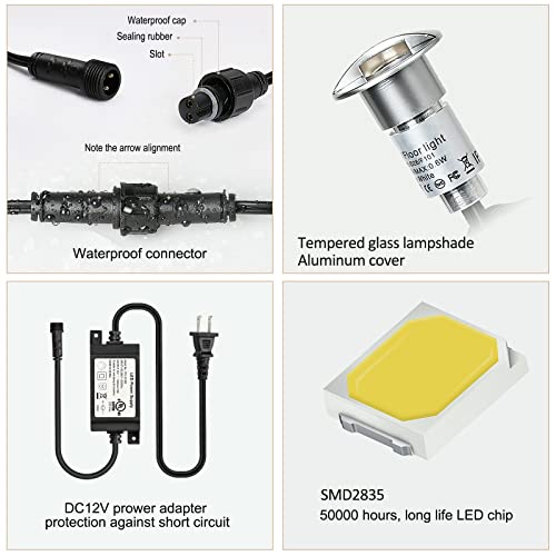 Sumaote Recessed Led Deck Step Lights Outdoor Waterproof 16 Pack Φ26Mm Aluminum Housing Low Voltage Landscape Lighting For Yard Garden Patio Decor, Warm White #TOP3