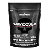 Whey 100% hd - 900g refil morango black skull