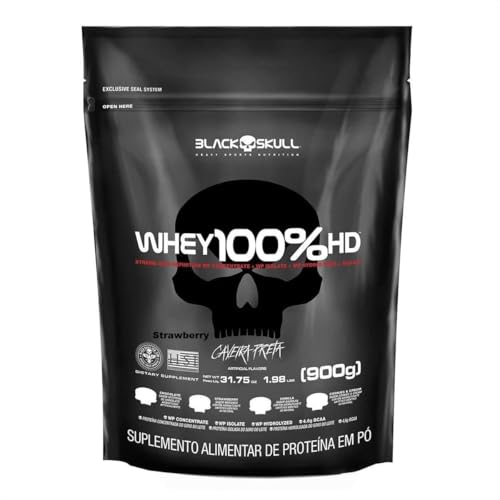 Whey 100% Hd - 900G Refil Morango Black Skull