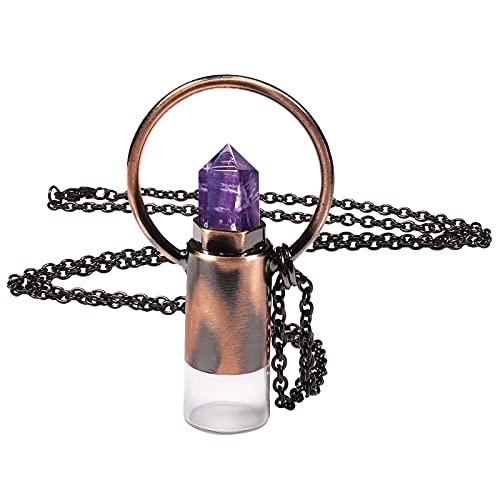 TUMBEELLUWA Amethyst Crystal Stone Essential Oil Diffuser Pendant Necklace for