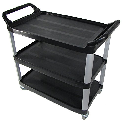 Set Of 4 Crayata Utility Carts, Heavy Duty Rolling Transport And Storage Carts, 3 Plastic Shelves, Professional Series By Crayata #TOP2