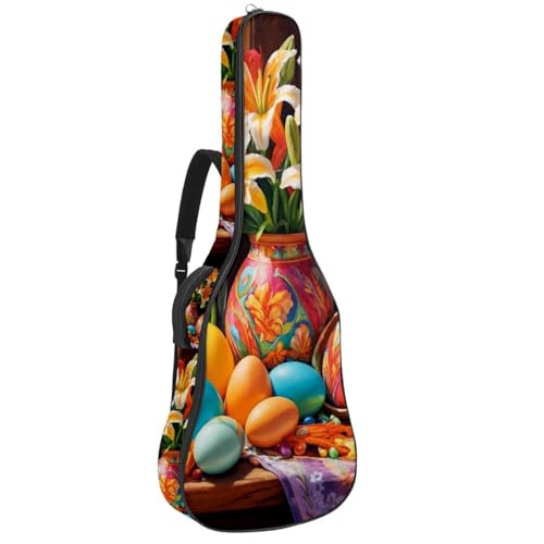 Housse guitare acoustique étanche 41 pouces à motif d'œufs de Pâques