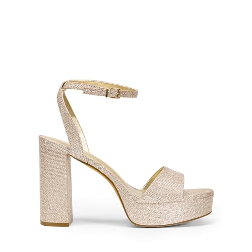 DREAM PAIRS DREAM PAIRS Platform High Heels for Women Chunky Round Open Toe Ankle Strap Stylish Heeled Sandals for Party Prom Wedding,Size 9,Gold-Glitter,SDHS2423W