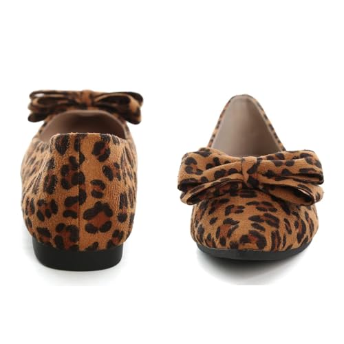 Image of SAILING LU Womens Bowknot Ballet Flats Pointy Toe Suede