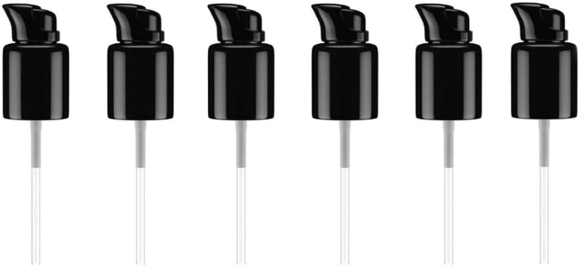 6 Pcs Replacement Foundation Pump Black Plastic Cosmetic Liquid Make up Bottle Pump Replacement Tool with Rotate Lock and Cover for Essential Oil Foundation Dispenser