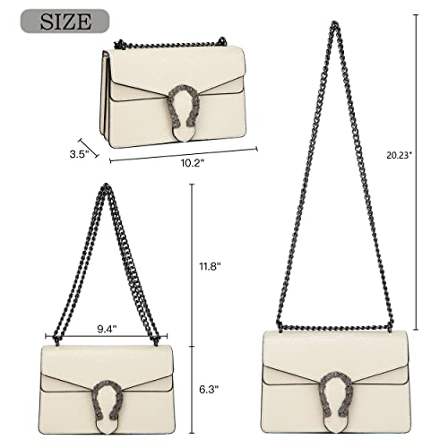 Glod Jorlee Trendy Chain Crossbody Shoulder Bags For Women - Luxury Leather Satchel Bag Evening Clutch Purse Handbags (001-Off White) #TOP2