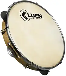 Pandeiro Luen 10 Polegadas, Aro em Madeira, 6 Platinelas em Inox, Pele Animal
