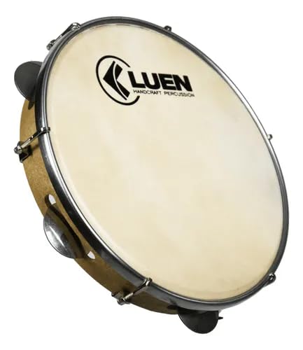 Pandeiro Luen 10 Polegadas, Aro em Madeira, 6 Platinelas em Inox, Pele Animal