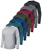 7 Pack Long Sleeve Shirts for Men - Quick Dry Moisture Wicking Sun Protection UV UPF T-Shirts for Fishing Workout Gym