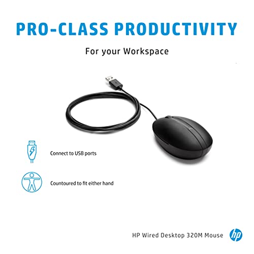 Souris informatique HP Desktop 320M avec câble USB et molette