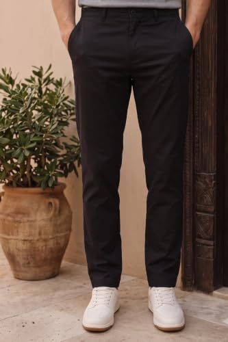Image of Louis Philippe Men's Slim Fit Slant Pocket Made of Stretch Fabric Solid Casual Trouser