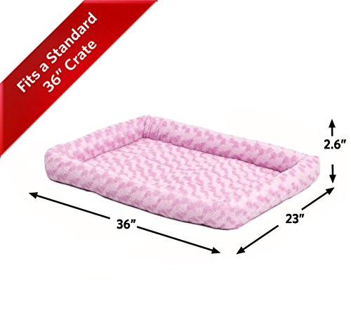 Image of MidWest Homes for Pets QuietTime Fashion Dog Bed - Pink Faux Fur Bolster, Ultra-Soft and Machine Washable, Fits 36-Inch Crates and Carriers, for Medium to Large Breed Dogs