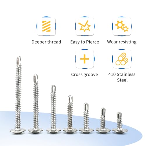 MateIJS 300Pcs 8×3/4” 410 Stainless Steel Self-Tapping Sheet Metal Screws - High Strength Truss Head Fasteners for Metal, Plastic & Wood, Phillips Drive, Quick Tapping Design, Corrosion Resistant by MateIJS - Image 3