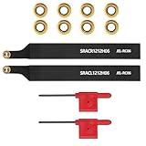 Gluwoer 1/2' SRACR/L1212H06 Lathe Turning Holders Lathe Turning & Profiling Tool Holder,12PCS Kit-2PCS Metal Lathe Tools Holder 10PCS RCMT0602 Round Carbide Milling Insert for Metal Steel