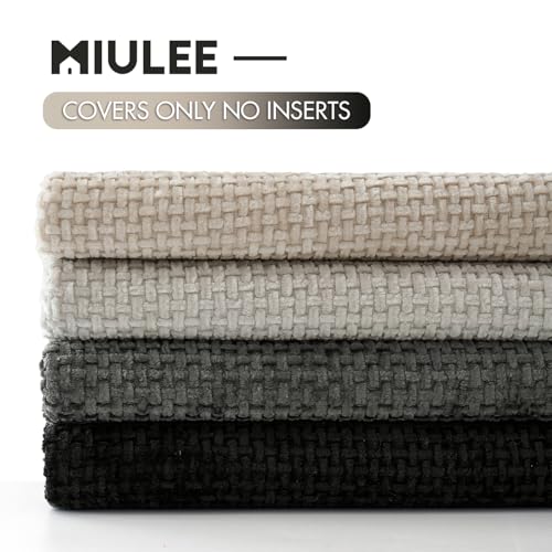 Image of MIULEE Pack of 4 Couch Halloween Throw Pillow Covers 18x18 Inch Neutral Cream /Grey Soft Decorative Chenille Pillow Covers Farmhouse Accent Cushion Covers for Boho Home Decor Sofa Bedroom Living Room