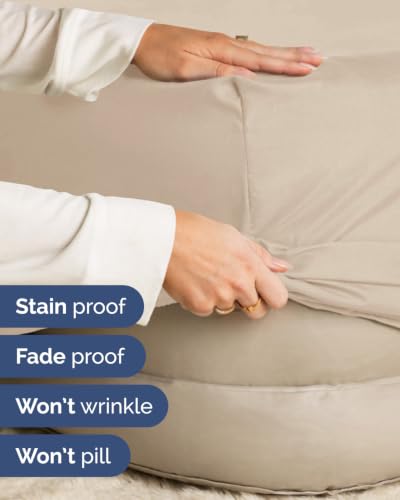 Image of Extra Deep Flex Top Split Head King Fitted Sheet - Hotel Luxury Single Fitted Sheet Only - Easily Fits 18 inch to 24 inch Mattress - Ultra Soft, Wrinkle Free w /Extra Deep Pockets - Cream