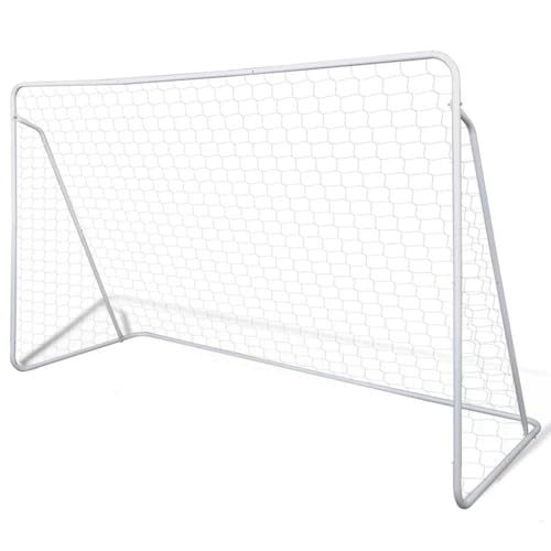 Soccer Goal Post Net Set, Steel Frame 240 x 90 x 150 cm, Weather-Resistant Polyester Net for Backyard Training, Kids & Adults Play