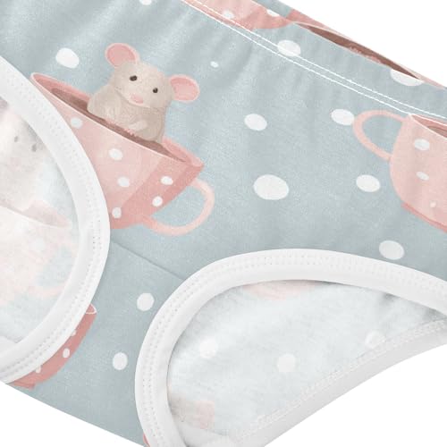 Wusikd Cute Pink Rat Girls' Underwear Cotton Coffee Cup Girls Briefs Soft Toddler Underwear 2T4
