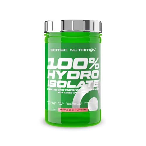 Scitec Nutrition 100% Hydro Isolate - Aislado hidrolizado con glutamina y arginina - Sin azúcar, sin gluten - Recuperación post-entrenamiento, 700 g, Fresa