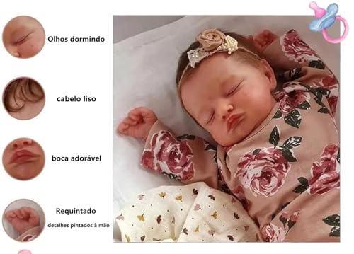 QIYANER Bebe Reborn Menina,Recém-Nascido Dormir Menina Boneca - Pele 3d Com Veias Visíveis Boneca Ad