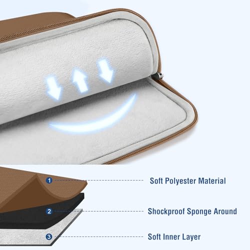 Image of MOSISO Laptop Case 13.3 inch, 13-13.3 inch Laptop Sleeve Compatible with MacBook Air /Pro 13 /Pro 14 M5 M4 M3 M2 M1, HP Dell ASUS Lenovo,Polyester Vertical Computer Sleeve Bag with Pocket, Mocha