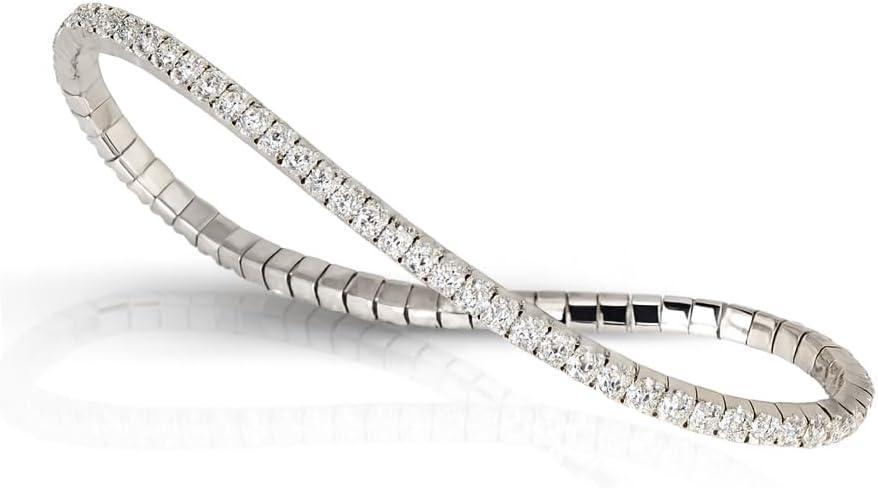 925 Sterling Silver Tennis Bracelet for Women – 3 mm Rhodium Plated Classic Stretch Cubic Zirconia Bracelets – One Size Fits All