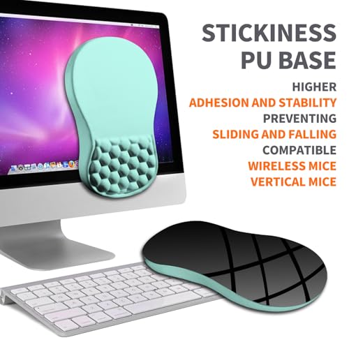 Image of Ergonomic Joint Wrist Support Mouse Pad with Memory Foam Cushion Massage Bump, Carpal Tunnel Pain Relief Mousepad Slope Design for Wrist Rest, 11.8x7.9 in, LightBlue