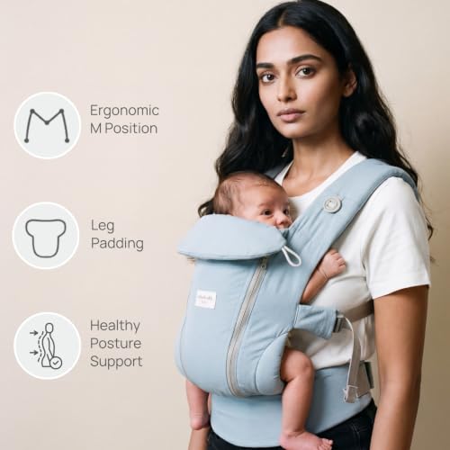 Image of Haus & Kinder Nubee Baby Carrier for New Born Baby, Soft Ergonomic Infant Carrier with Adjustable Straps, Breathable Hands-Free Kangaroo Bag, Lightweight Baby Carrier Upto 18 kg, 0-15 Months