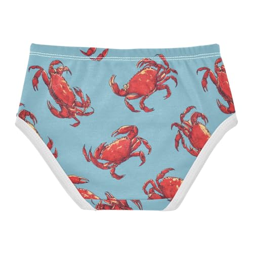 Wusikd Red Crabs Girls' Underwear Cotton Blue Girls Briefs Soft Toddler Underwear 2T2