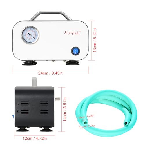 stonylab Membran-Vakuumpumpe, kompakte ölfreie Vakuumpumpe Druckpumpe mit 30 L/min Saugvermögen für Filtration Destillation Laborarbeit, 110-220V