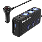 7 in 1 Cigarette Lighter Splitter,3 Socket 200W Car Charger Adapter