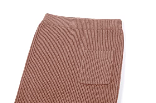 Image of chouyatou Women's Turtleneck 2 Piece Outfits Ribbed Knit Sweater Midi Pencil Skirt Set